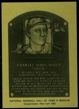Chick Hafey Rare 1981-89 Hall of Fame Plaque Metallic Card St. Louis Cardinals