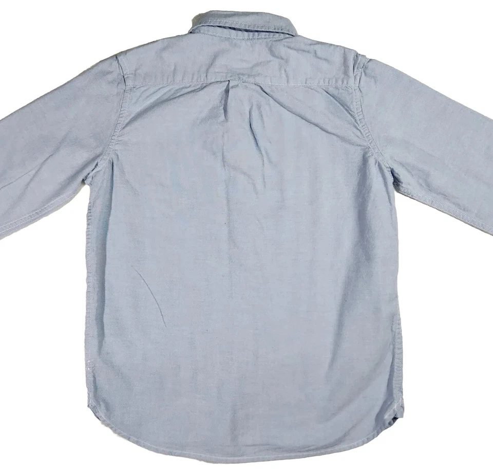 Camisa azul infantil com botões tamanho regular 8 média - Imagem 3 de 4