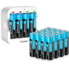 Kratax 1.5V Rechargeable AA Lithium Batteries 3500mWh Capacity Long Lasting Lot