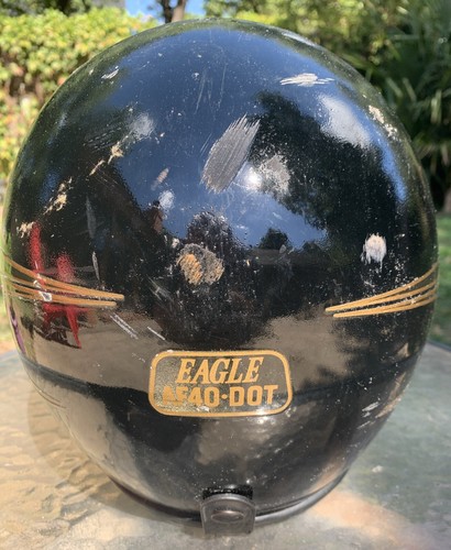 1970s Arthur Fulmer Eagle AF40 DOT Black Motorcycle Helmet Smoke Visor - Picture 5 of 10