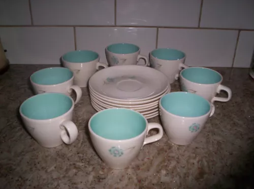 16 pc Taylor Smith Taylor Ever Yours Boutonniere Tea Cups & Saucers