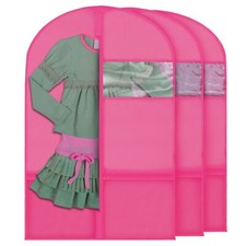 Kids Dance Garment Bags 3 Pack Pink Costume Cover with Zippered Pockets  Window
