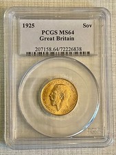 Great Britain 1925 King George V Sovereign Gold PCGS MS64 Sku# 723