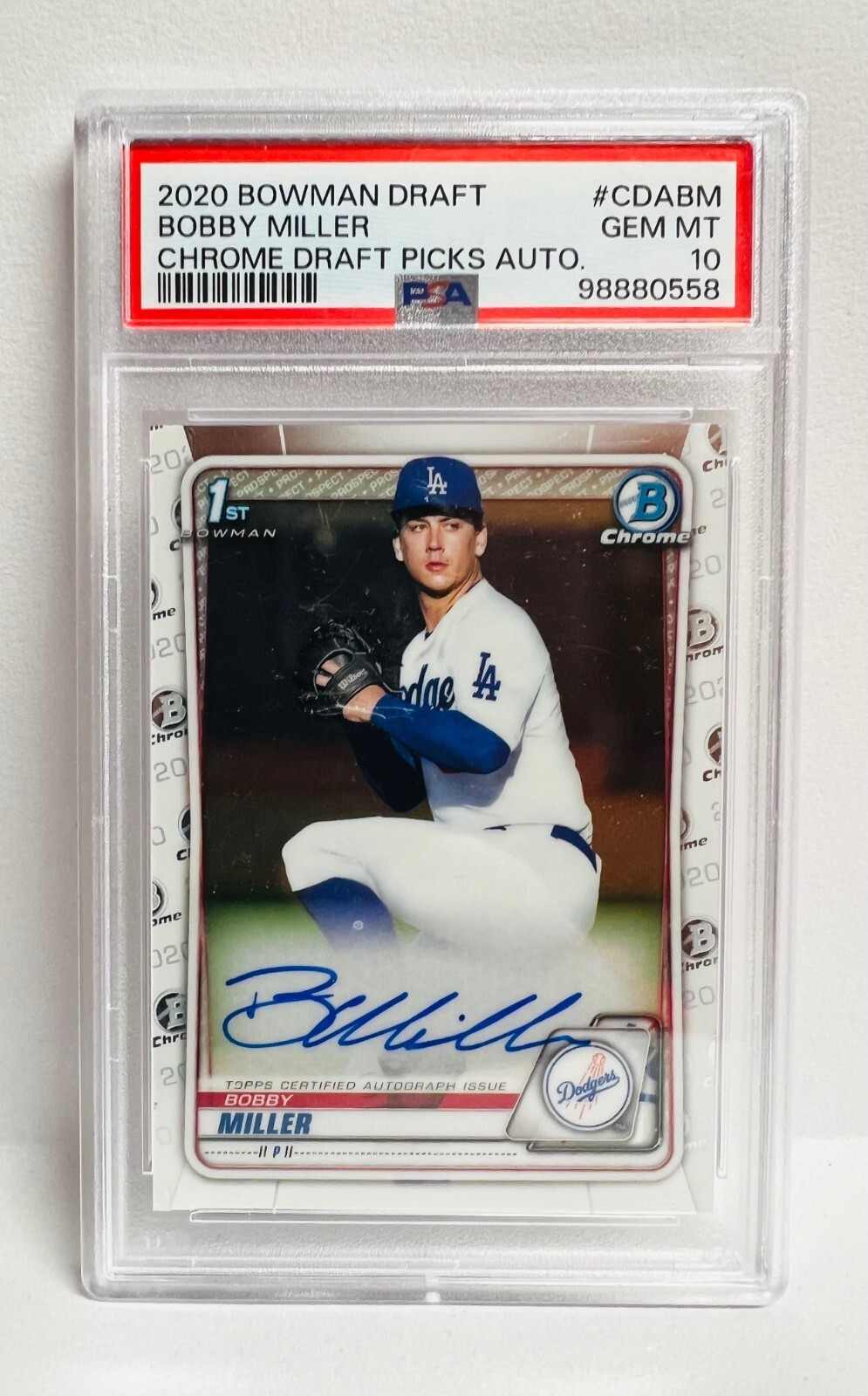 2020 Bowman Draft Bobby Miller Chrome Picks Auto PSA 10 GEM RARE LOW POP DODGERS