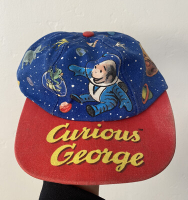 vintageantique帽子即興curiosbarairono boushi Vintage 80s 90s Curious George The Toy Works Youth Hat AOP