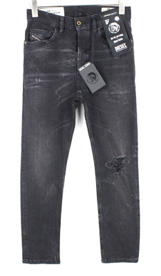 Diesel D-Eetar 069DV Herren Jeans W27/L30 Taper Gerippt Baumwolle Dehnbar Grau