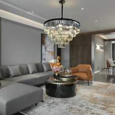 Modern Crystal Chandelier Luxtry Round Crystal Living Room Pendant Light Fixture