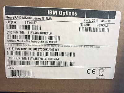 IBM 81Y4487 M5110 512MB Cache ServeRAID CACHE + BATTERY + CABLES