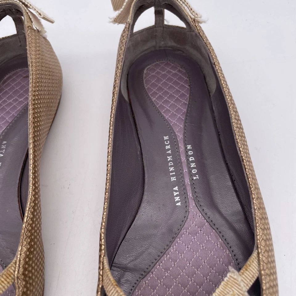 Pisos planos de ballet Anya Hindmarch London de cuero dorado Euro 37 Foto 4 de 4