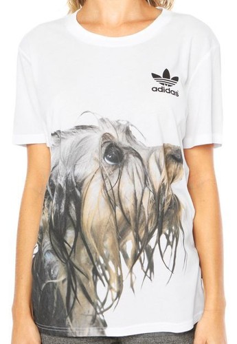 adidas Originals Rita Ora AJ7285 Doggie Print White Tee Size UK8,US XS-S New 481 - Picture 6 of 11