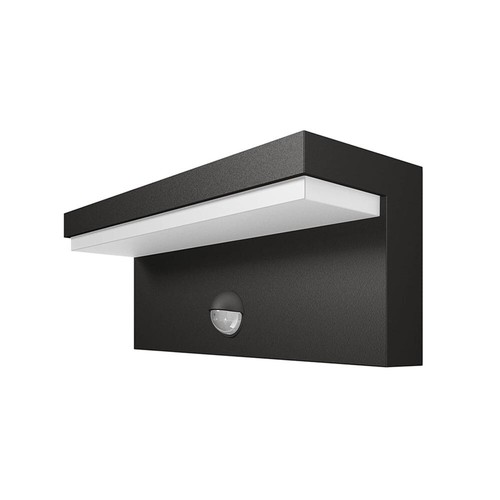 Applique led luce calda 10w lampada con sensore rileva movimento ir nero ip54 - Foto 2 di 7