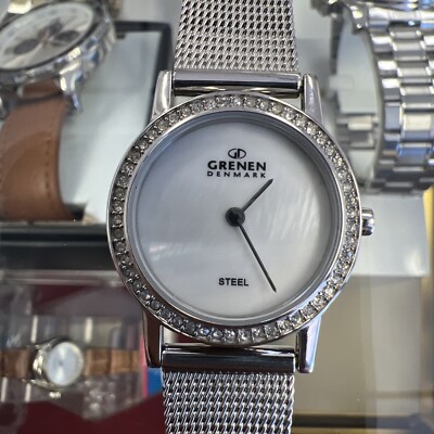Grenen Denmark Steel Womens Round Dial Mesh Band Watch 7 inches (good Stuff)