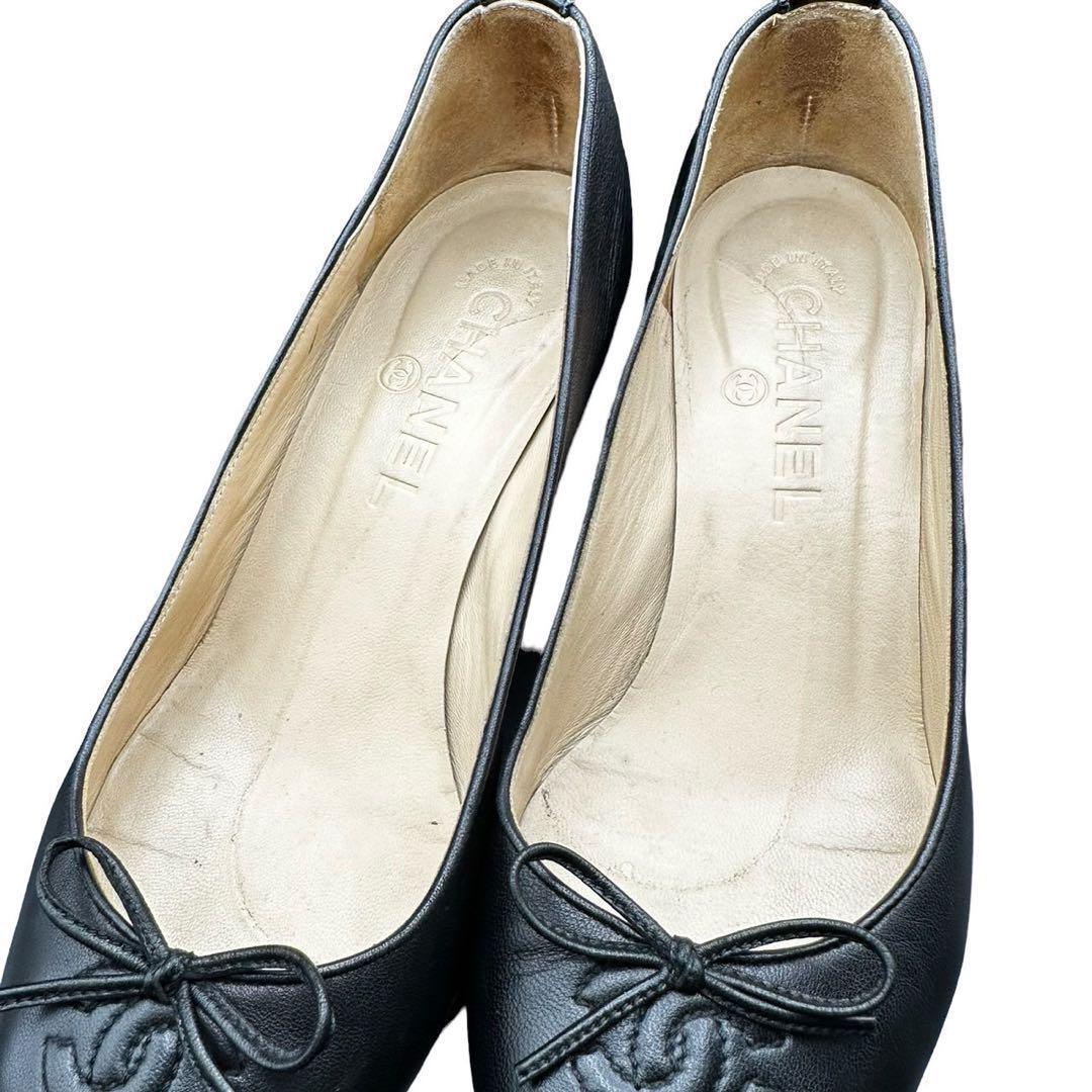 Chanel Pumps Shoes Coco Mark Patent Leather Black Size 35 US