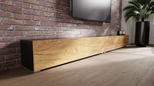 TV Wisząca deska Lowboard Szafka Deska w wysokim połysku / matowa 280 cm (2 x 140cm) długość - Zdjęcie 44 z 112
