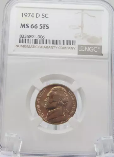 1974 D - FIVE CENT - Proof Jefferson Nickel - GRADED - NGC MS 66 5FS (BT756)
