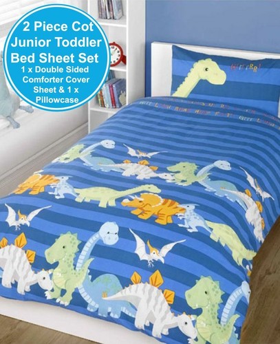 Juego De Funda Nórdica Azul De Dinosaurios Para Cuna De Niños - Imagen 2 de 2