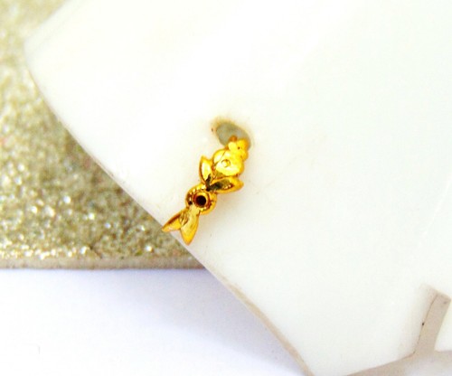 Anello Naso Placcato Oro 22k Cerchio Etnico Indiano Naso Orecchino Regalo Donna Gioielli - Foto 6 di 6