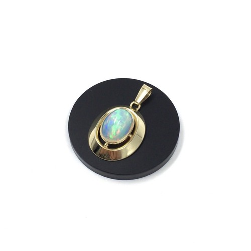 Colgante de oro amarillo de 14 quilates ópalo de 8,65 quilates 585 joyas de oro ópalo precioso ovalado 3,9 cm - Imagen 11 de 17