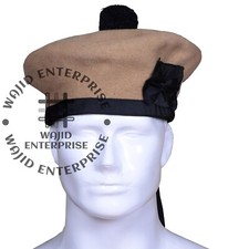 Khaki 100 Wool Balmoral Military Bonnet Beret Army Cap Highlander Kilt Cap/Hat