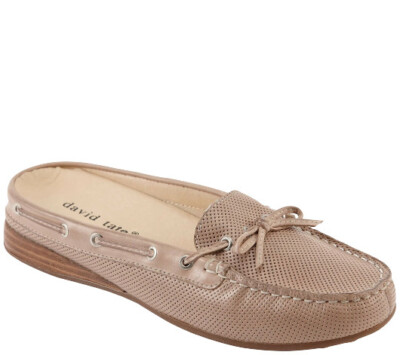 David Tate Stylish Women's Open Back Mocassin Slides Shoes in Taupe Size  11W