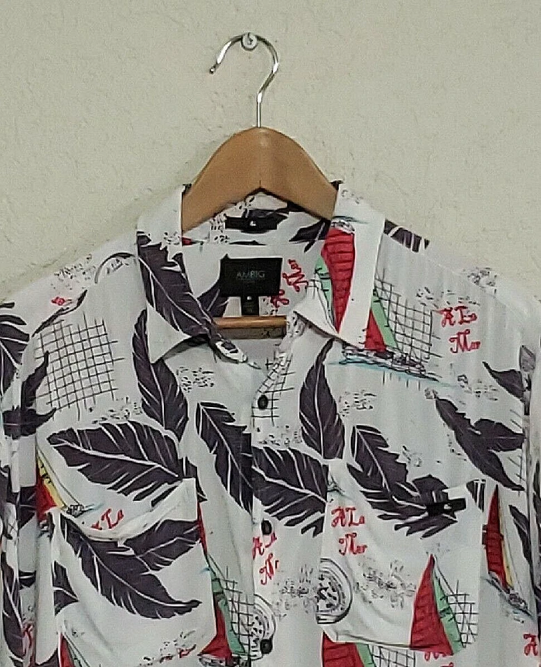 Camisa masculina estilo havaiano náutico vintage ambígua adulta GG branca com botões anos 90 - Imagem 2 de 4
