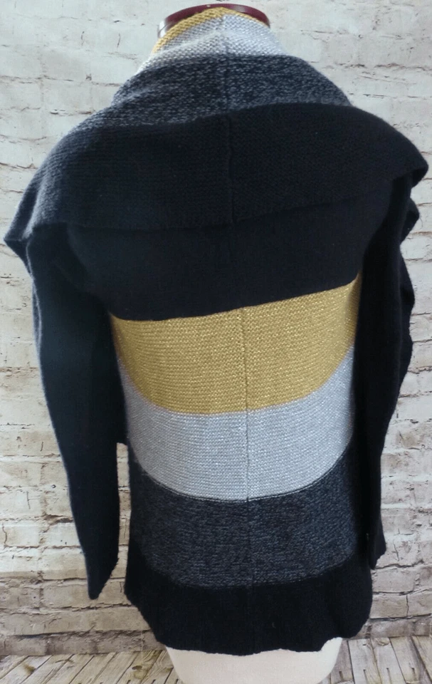 Charter Club Black Gray Gold Silver Striped Cardigan Sweater Women SZ PS - Image 4 of 4
