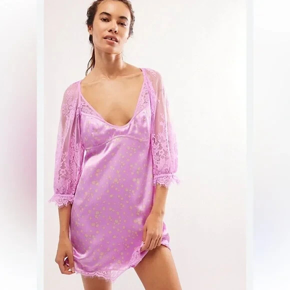 Free People About That Mini Satin Lace Dress NWOT Size L Iris Combo | eBay Free People About That Mini Satin Lace Dress NWOT Size L Iris Combo | eBay