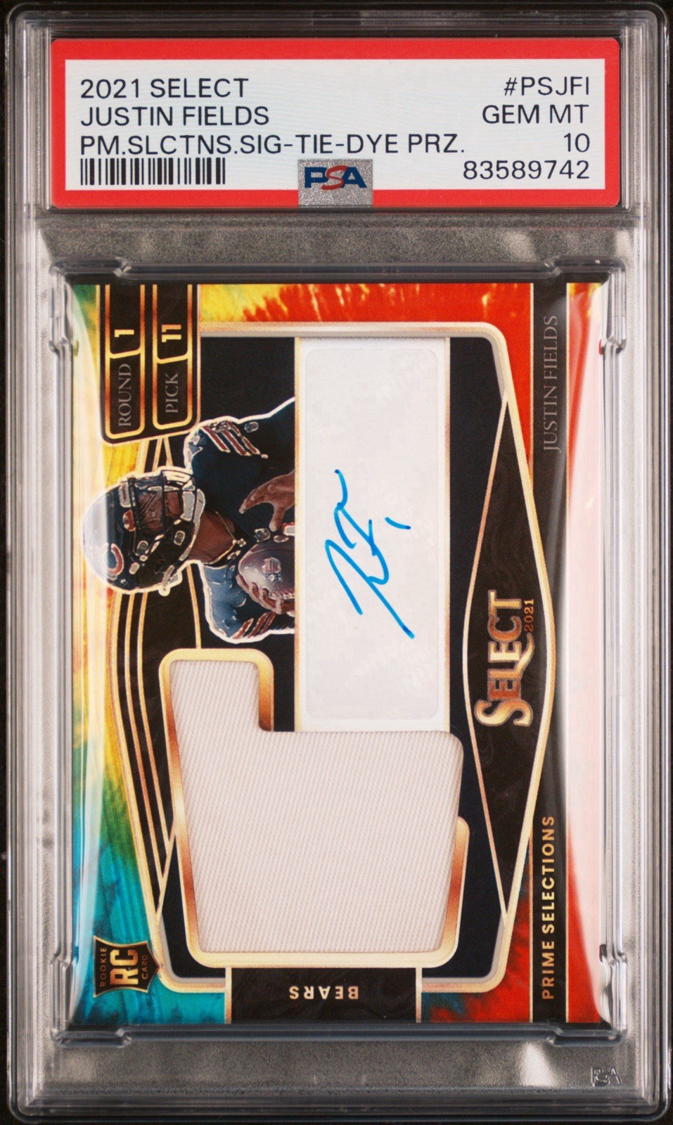 Justin Fields Panini Select Prime Selections Signatures #PSJFI Tie Dye