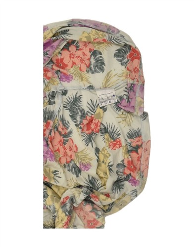 BENETTON Womens Crop Graphic T-Shirt Top UK 14 Medium Beige Floral Cotton AQ10 - Picture 3 of 4
