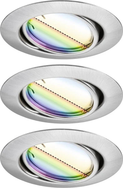 Paulmann Led Einbauleuchte Coin Base 3Er Set Eisen GebüRstet Zigbee Rgbw Rgbw Ø-image