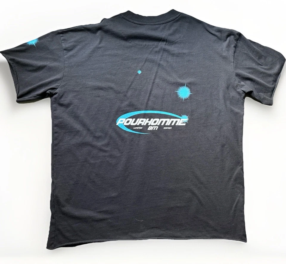 Camiseta Boohoo Hombre De Gran Tamaño Cuello Alto Pour Homme BM Borde Crudo S Negra S/S Camiseta Foto 2 de 4