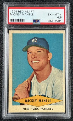 MICKEY MANTLE PSA 6.5 1954 RED HEART DOG FOOD YANKEES EX-MT+