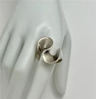 Vintage Taxco Mexico TV 47 Sterling Silver Modernist Large Swirl Ring Size 11