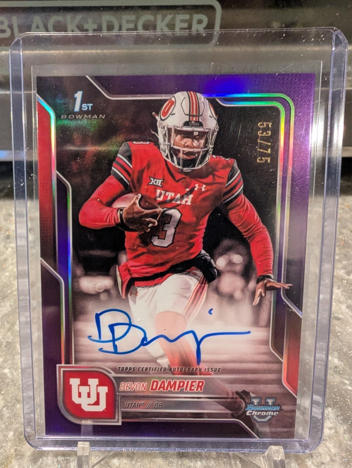 2025 Bowman Chrome University 1st AUTO Devon Dampier Utah Purple Refractor 53/75