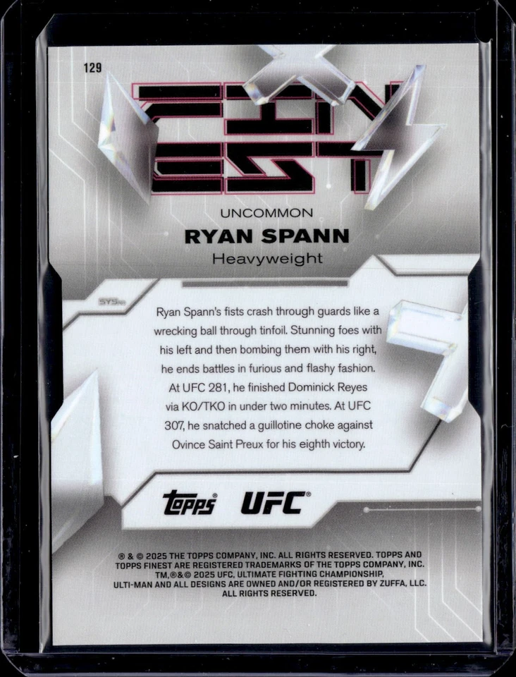 2025 Topps Finest UFC #129 Ryan Spann Die Cut Uncommon Refractor 9/50 - Image 2 of 2