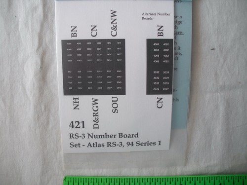 SALE! Scale Replicas 421 RS-3 Number Board Set, Atlas Alco RS3 Series 1, N Scale - Picture 3 of 9