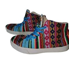 Inkkas Womens Shoes Size 6 Boho Aztec Canvas Hightop Sneakers Multicolor Hippie
