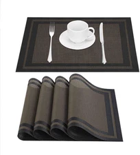 GIVERARE Placemats Set of 4, Heat-Resistant Woven Vinyl Placemat, Non-Slip Washa