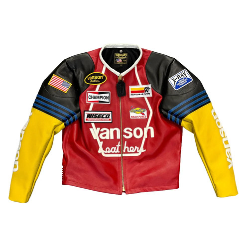 Multicolor Star Van son Cowhide Leather Jacket Champion Fashion Wiseco Motorbike