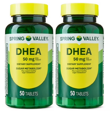 Spring Valley DHEA 50mg Tablets, Dietary Supplement, 50 Count (2-Pack)