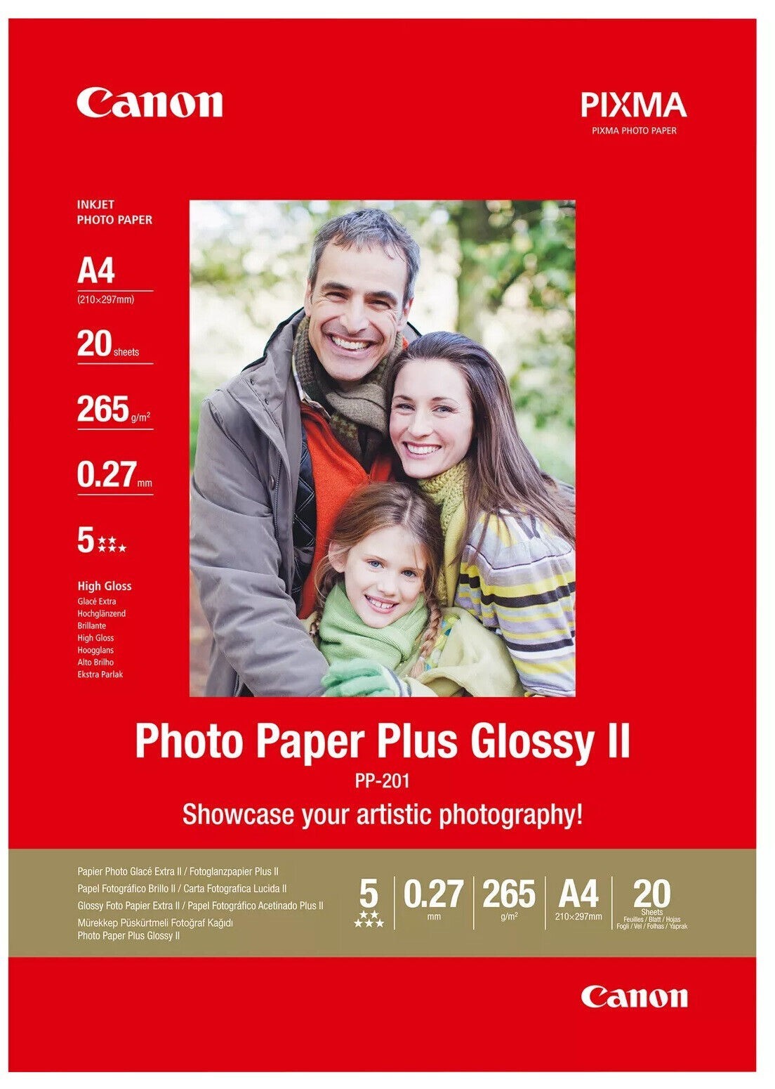 CANON PHOTO PAPER PLUS II A4 GLOSSY 265GSM - 20 SHEETS PP-201 2311B019