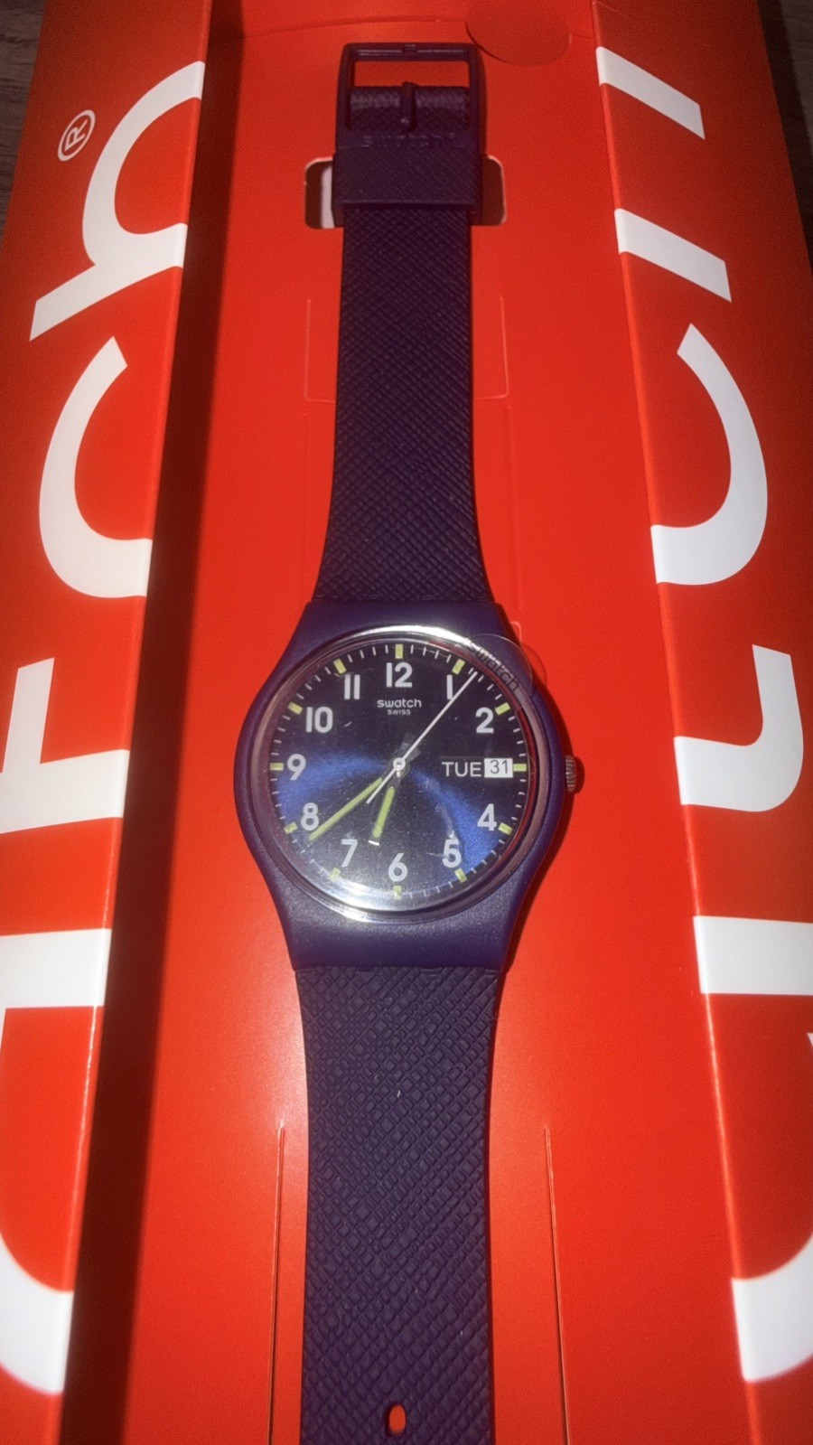 Swatch SO28N702 Swiss Made Quartz Analog Watch Silicone Band Sir Blue NEW UNUSED