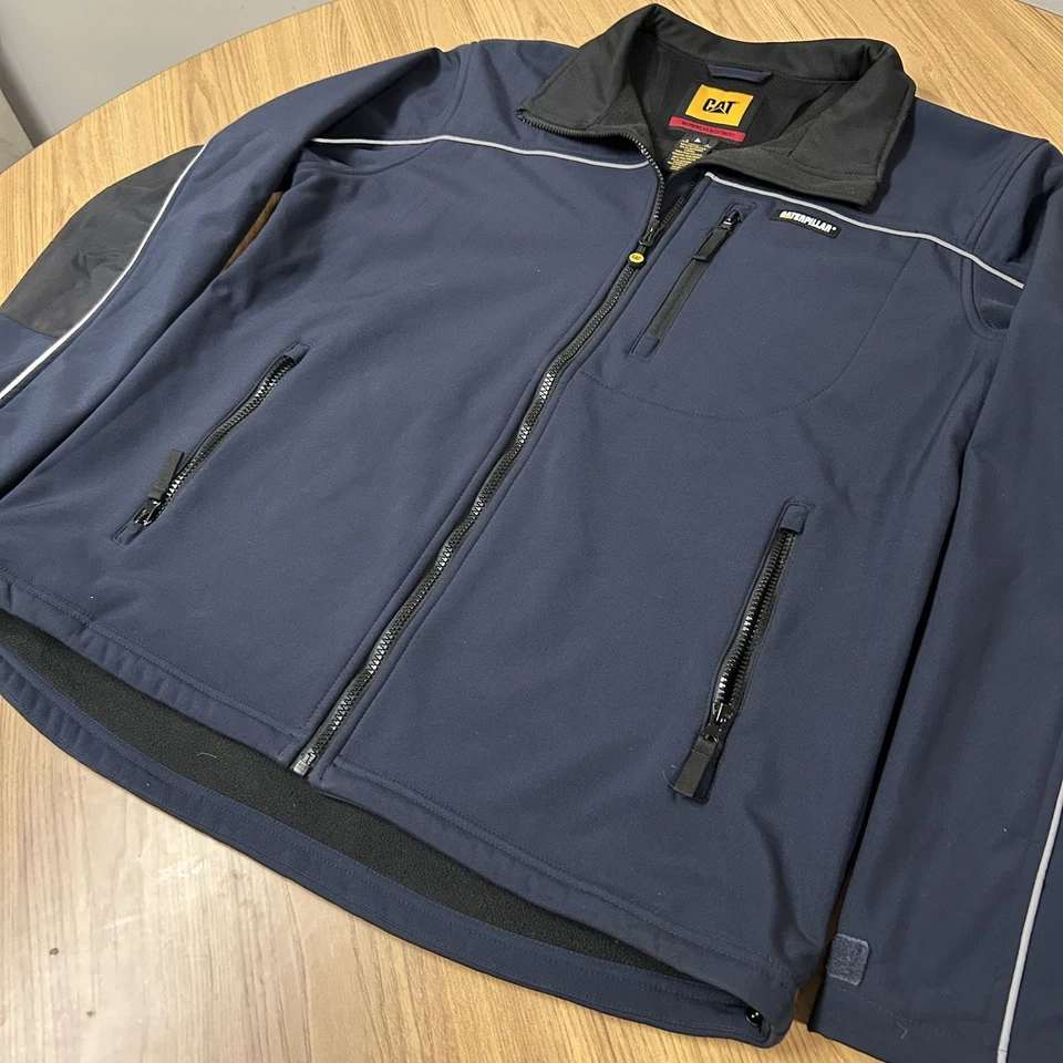 CAT Workwear Soft Shell Fleece Lined Jacket Men's L Caterpillar Blue Windbreaker - Image 4 of 4