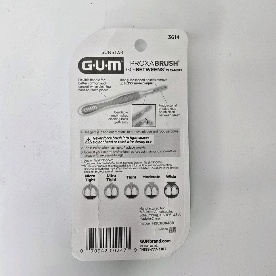 GUM Proxabrush Go-Betweens Cepillos Anchos 10ct Cada Paquete de 10 Lote 100 Cepillos Total Foto 3 de 4