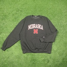 Vintage 90s Champion University Of Nebraska CornHuskers Grey Sweatshirt Men's XL