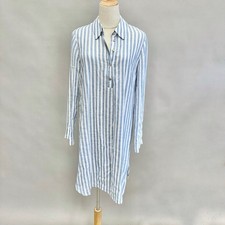 Jones New York linen blend striped Henley shirt dress size 6