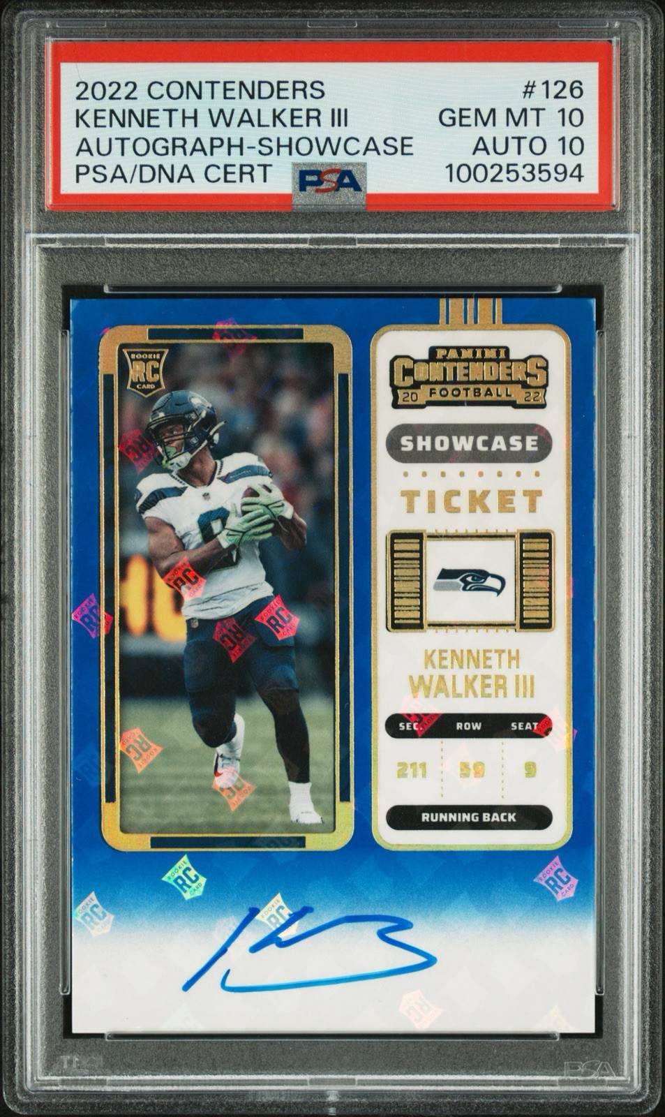 Kenneth Walker III Panini Contenders #126 Variation-Autograph-Showcase