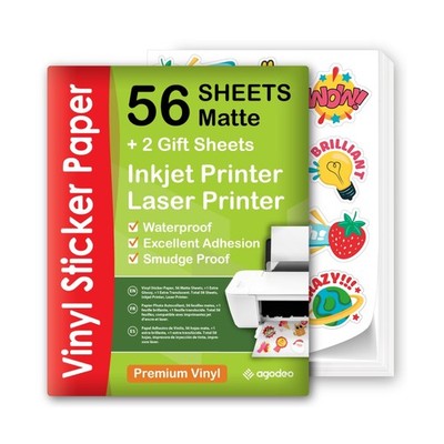 Premium Printable Vinyl Sticker Paper for Inkjet & Laser Printe... USA FAST SHIP