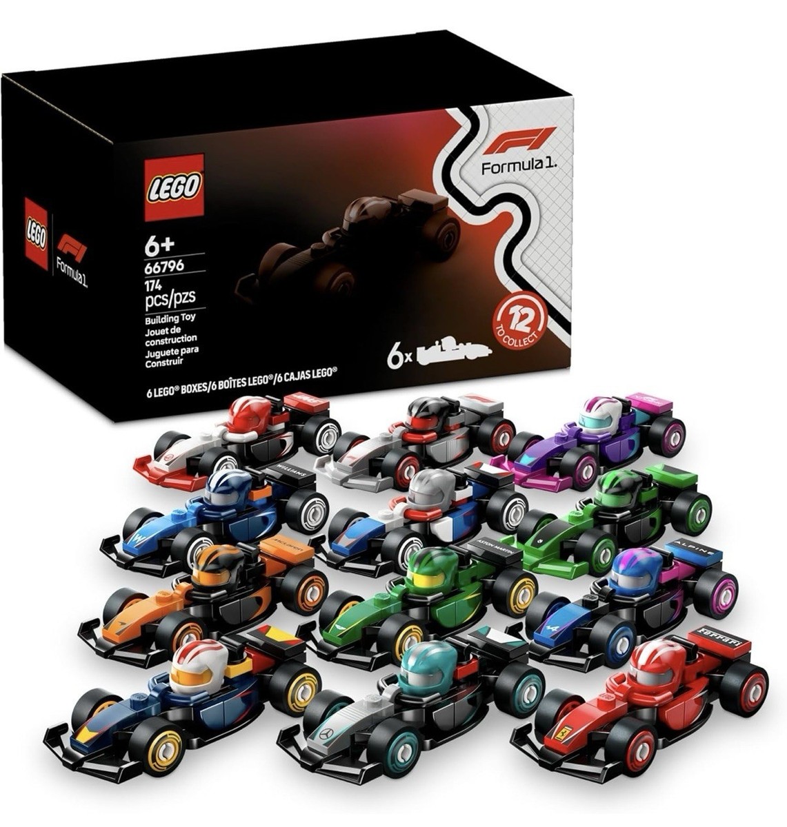 LEGO F1 Collectible Race Cars 6 Pack Toy Set 66796 Mystery Box New