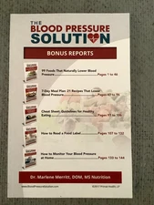 The Blood Pressure Solution Bonus Reports Dr Marlene Merritt 2017 VG 144 Pages